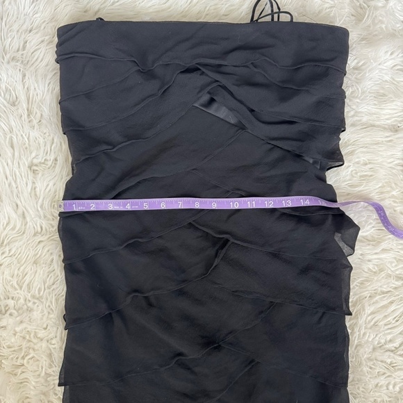 STUNNING Vintage 90s Tadashi Shoji Black Silk Chiffon Layered Dress Size 10 - Picture 5 of 6